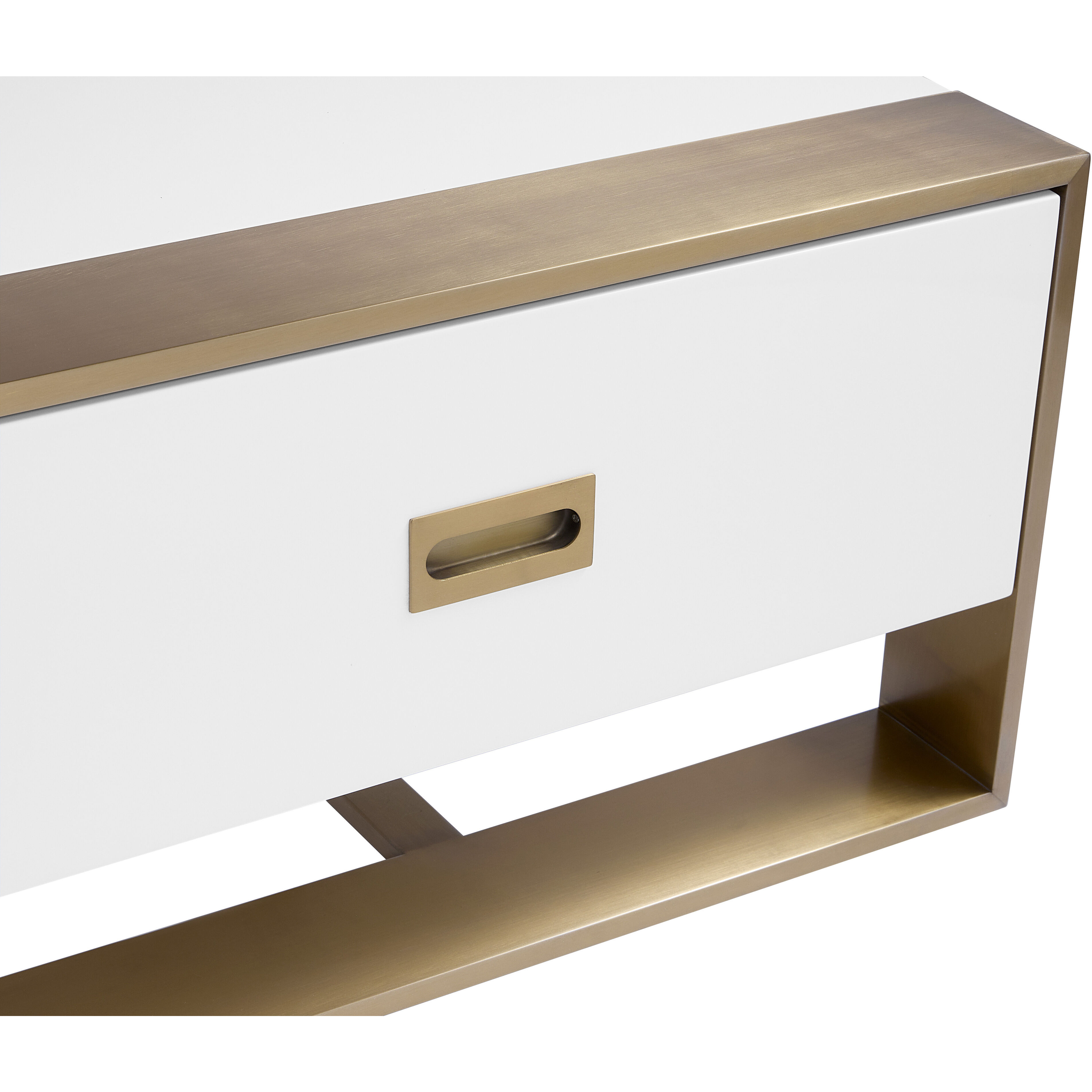 Brielle 80 inch High Gloss White / Gold Media Console & Cabinet